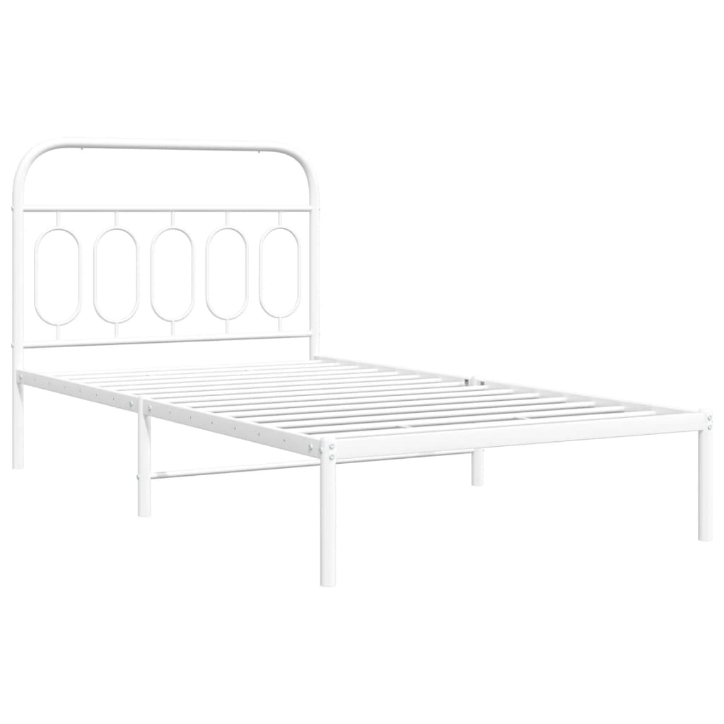 Bedframe met hoofdbord metaal wit 100x190 cm