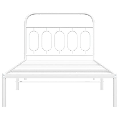 Bedframe met hoofdbord metaal wit 100x190 cm