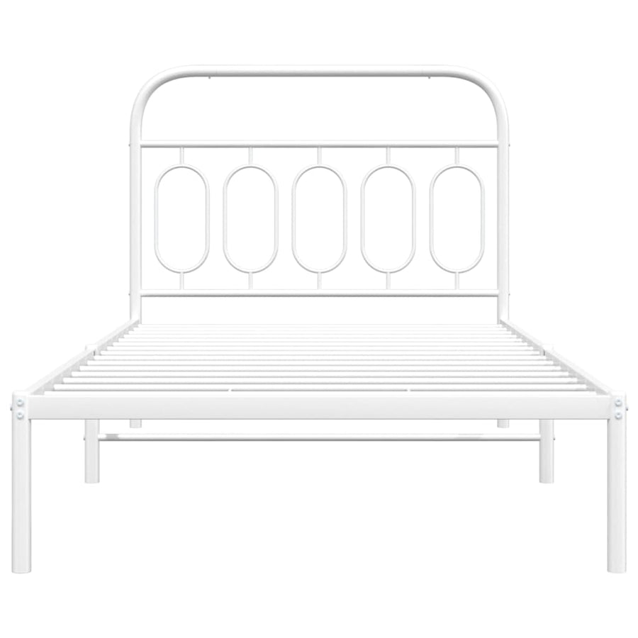 Bedframe met hoofdbord metaal wit 100x190 cm