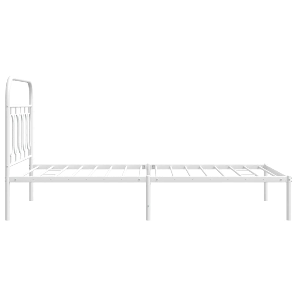 Bedframe met hoofdbord metaal wit 100x190 cm