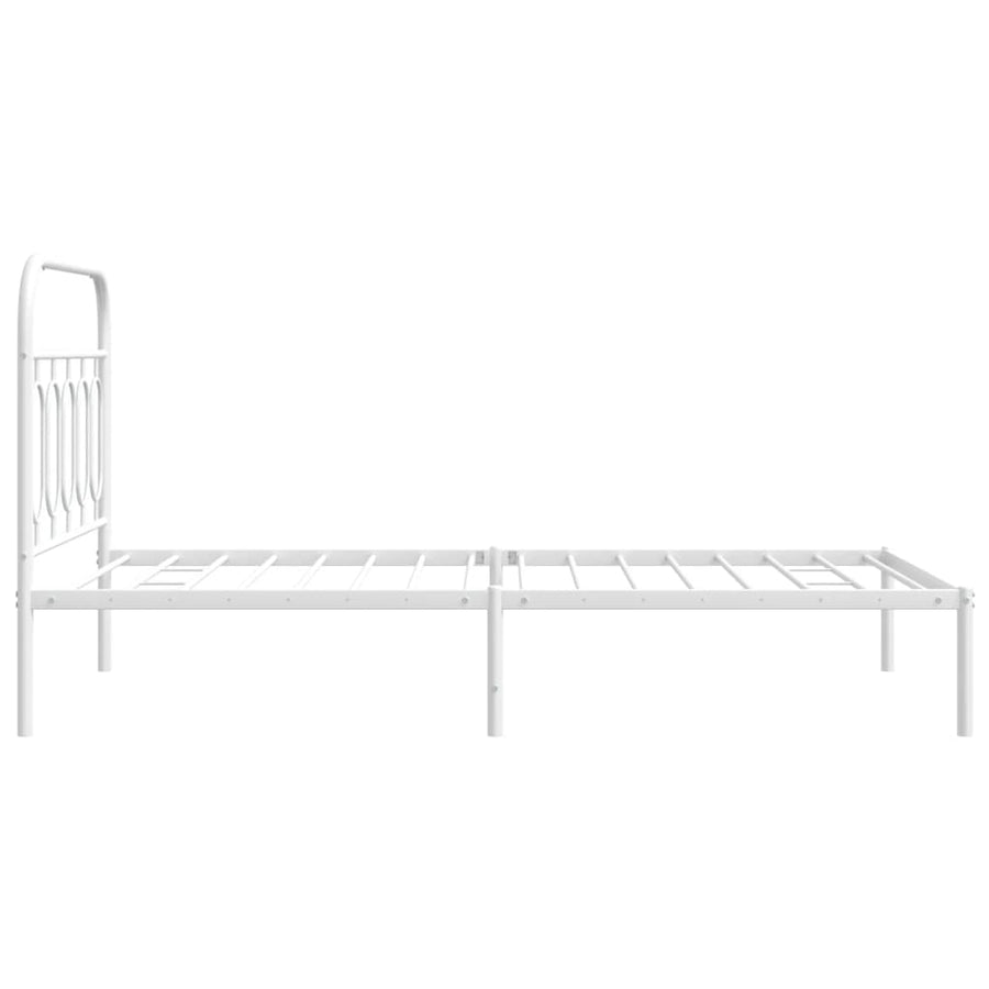 Bedframe met hoofdbord metaal wit 100x190 cm