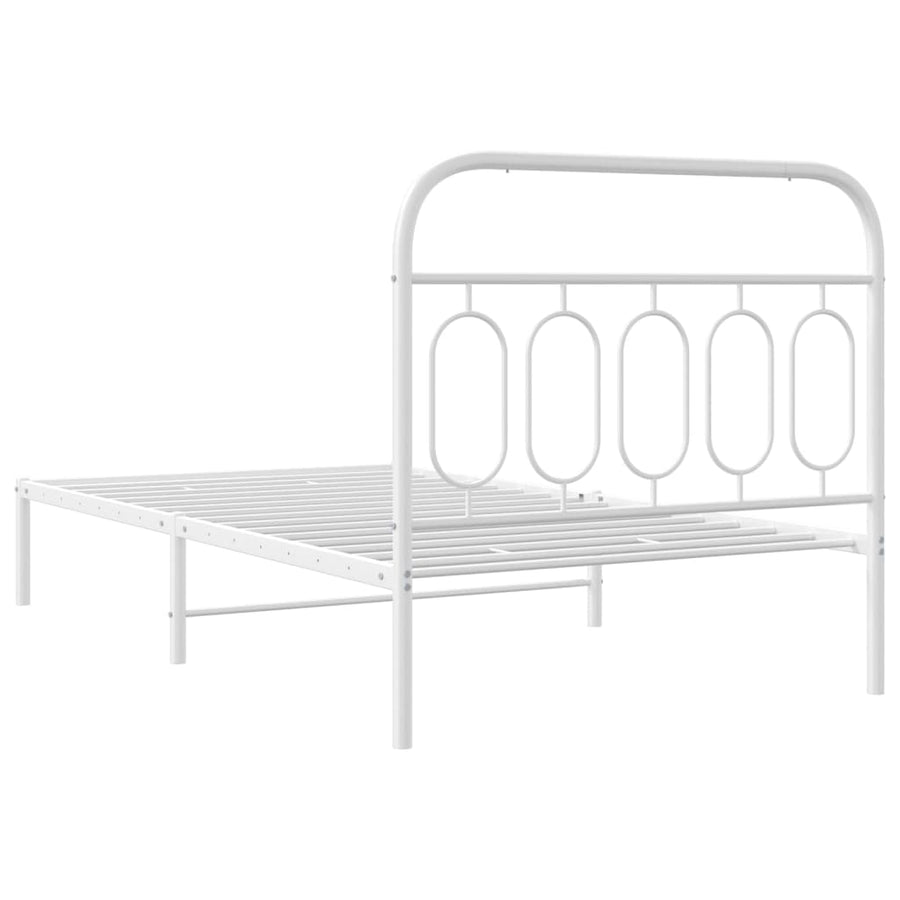 Bedframe met hoofdbord metaal wit 100x190 cm