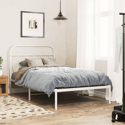 Bedframe met hoofdbord metaal wit 100x200 cm