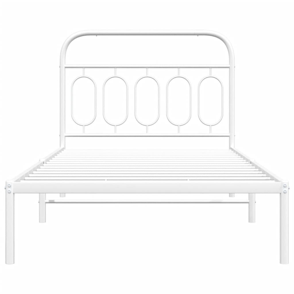 Bedframe met hoofdbord metaal wit 100x200 cm