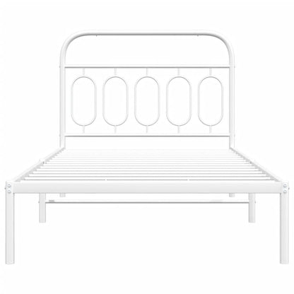 Bedframe met hoofdbord metaal wit 100x200 cm