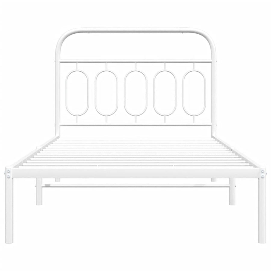 Bedframe met hoofdbord metaal wit 100x200 cm