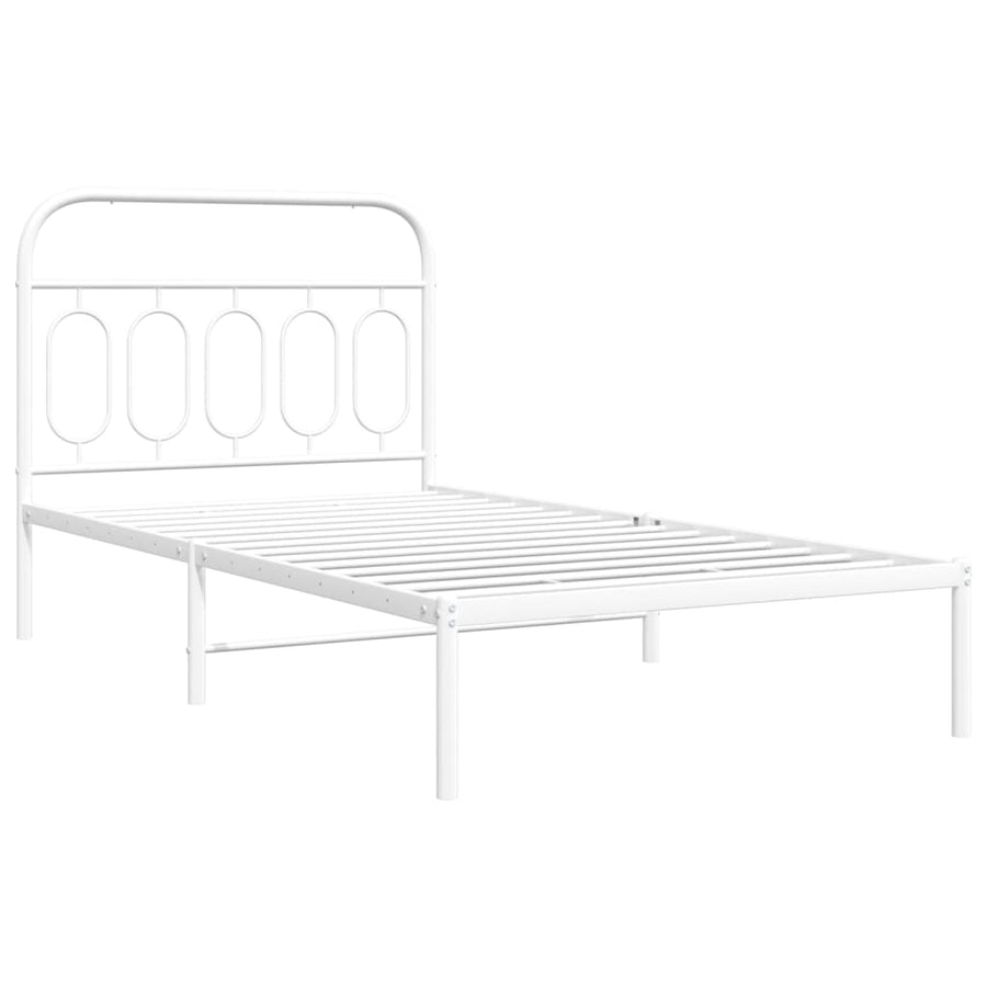 Bedframe met hoofdbord metaal wit 107x203 cm