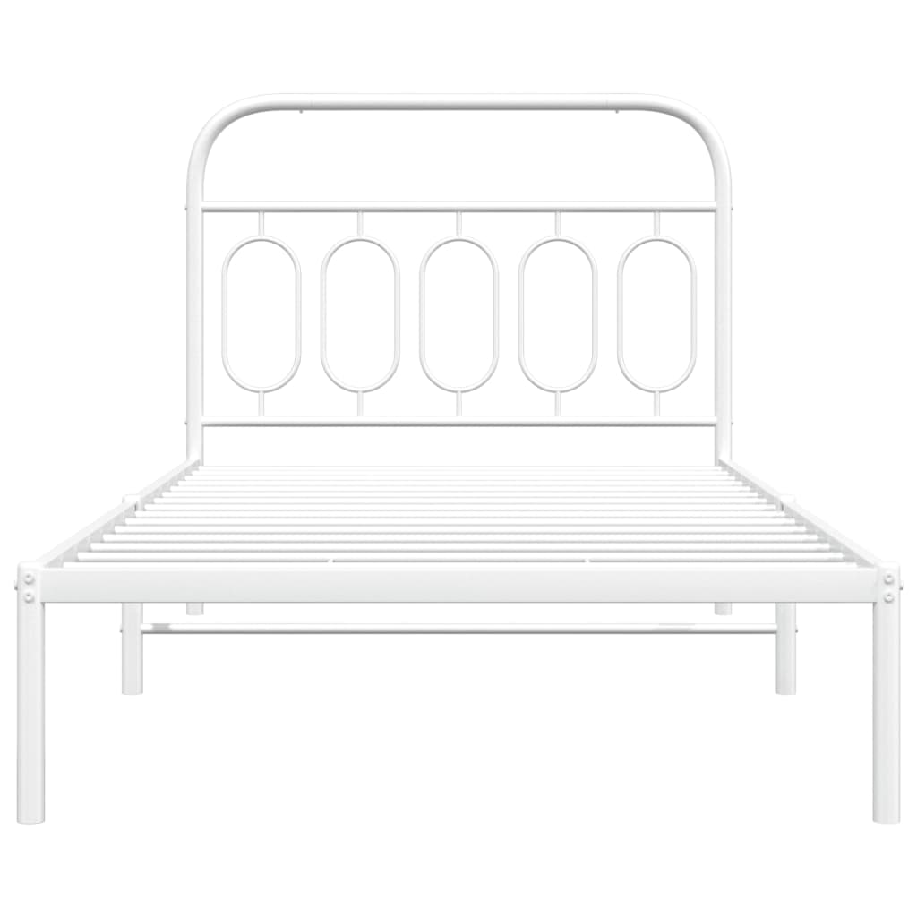 Bedframe met hoofdbord metaal wit 107x203 cm