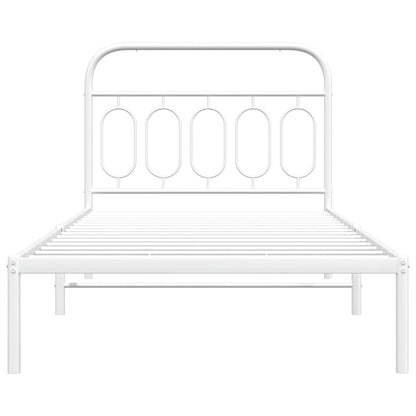 Bedframe met hoofdbord metaal wit 107x203 cm