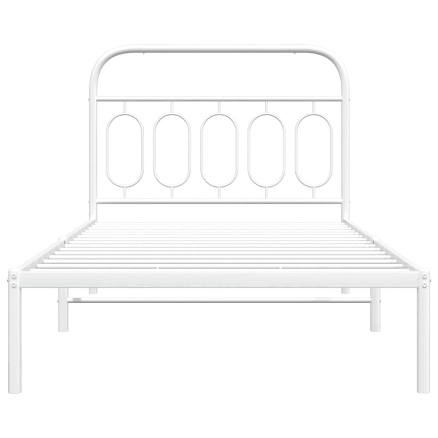 Bedframe met hoofdbord metaal wit 107x203 cm
