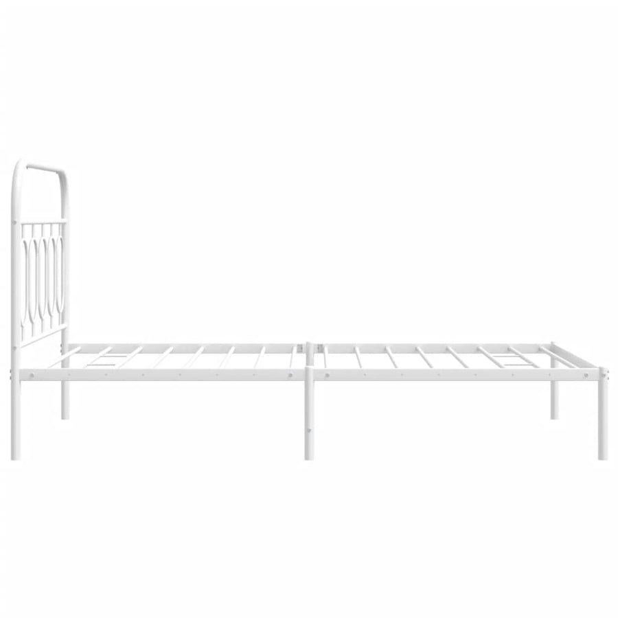 Bedframe met hoofdbord metaal wit 107x203 cm