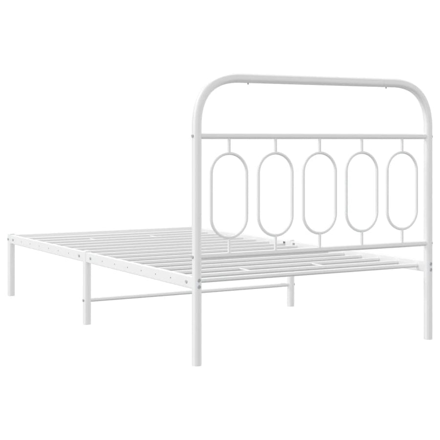 Bedframe met hoofdbord metaal wit 107x203 cm
