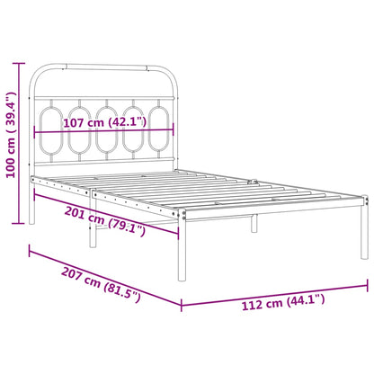 Bedframe met hoofdbord metaal wit 107x203 cm