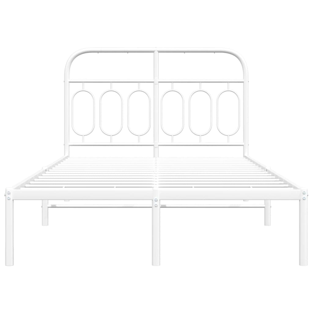Bedframe met hoofdbord metaal wit 120x190 cm