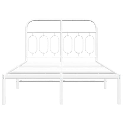 Bedframe met hoofdbord metaal wit 120x190 cm