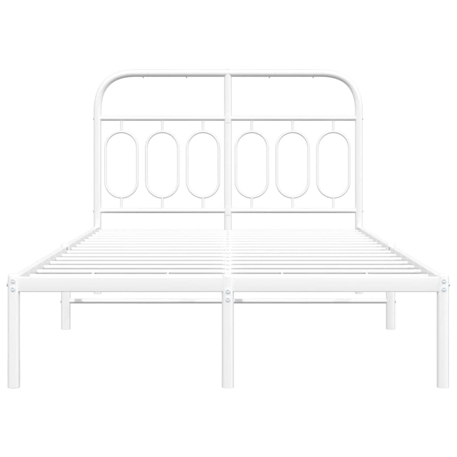 Bedframe met hoofdbord metaal wit 120x190 cm