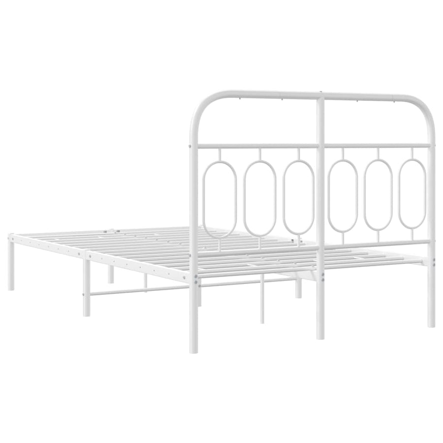 Bedframe met hoofdbord metaal wit 120x190 cm