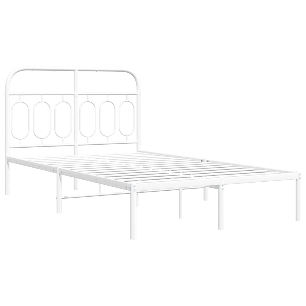 Bedframe met hoofdbord metaal wit 120x200 cm
