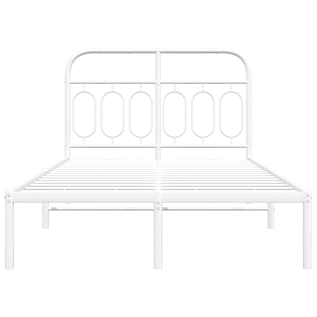 Bedframe met hoofdbord metaal wit 120x200 cm
