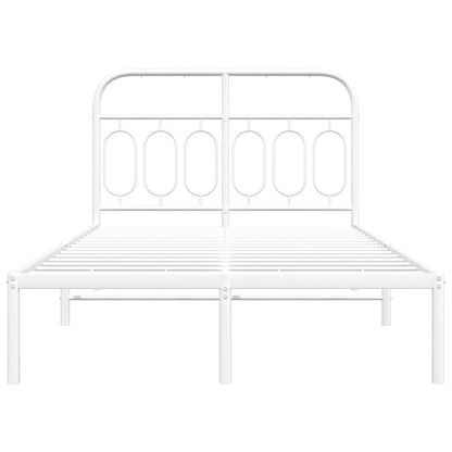 Bedframe met hoofdbord metaal wit 120x200 cm