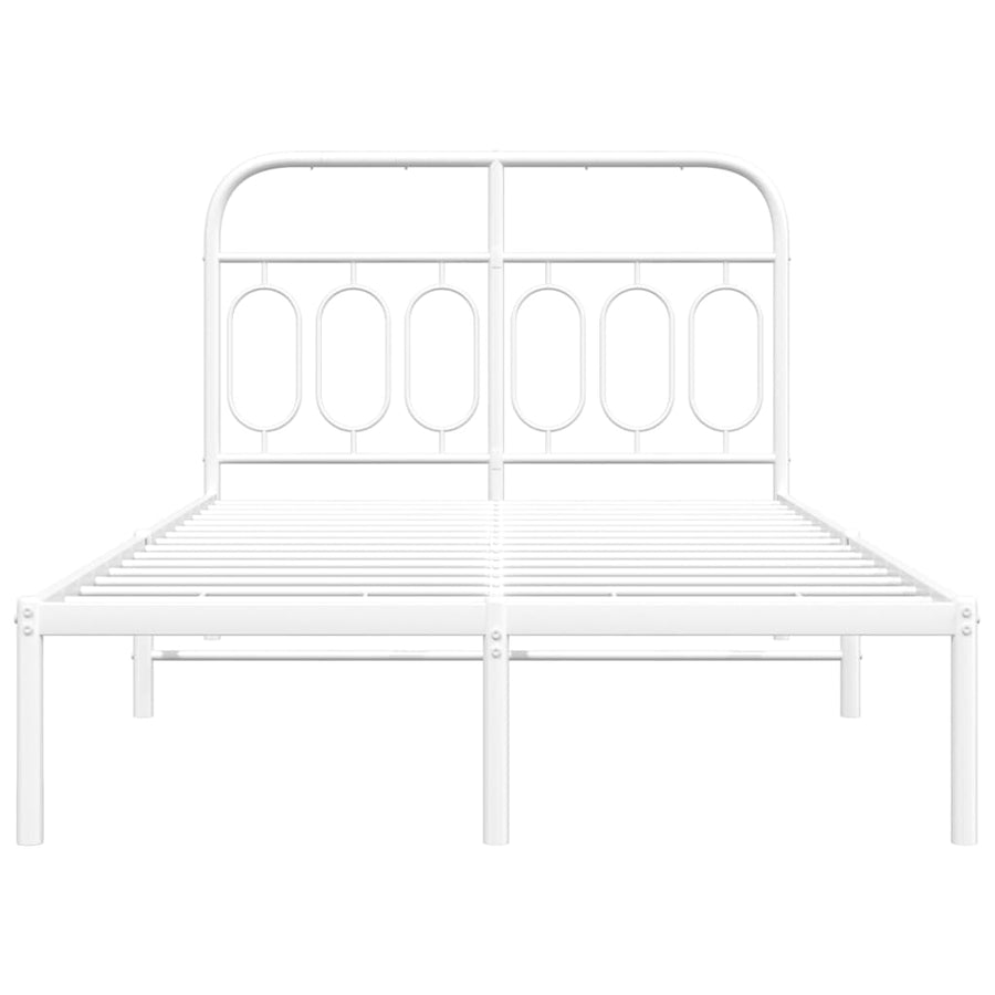 Bedframe met hoofdbord metaal wit 120x200 cm