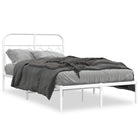 Bed frame with headboard metal white 120x200 cm