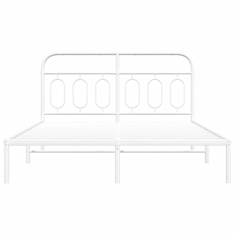 Bedframe met hoofdbord metaal wit 135x190 cm