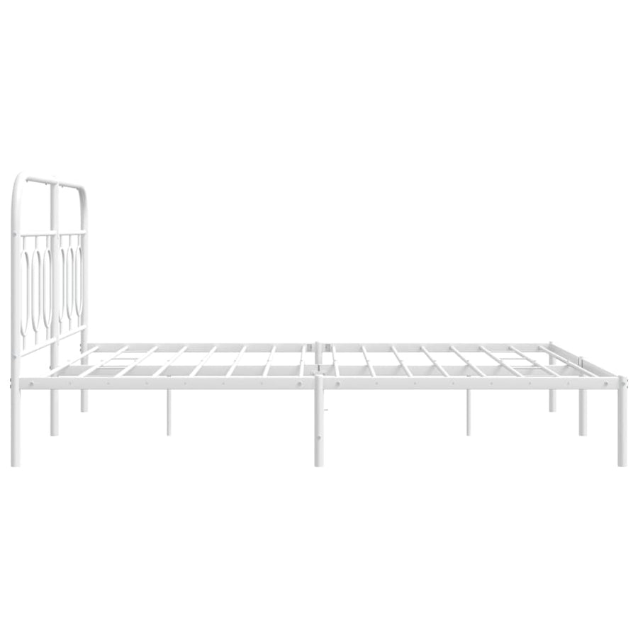 Bedframe met hoofdbord metaal wit 135x190 cm