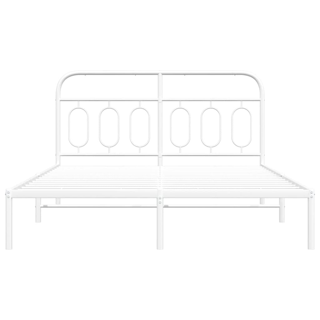 Bedframe met hoofdbord metaal wit 140x190 cm