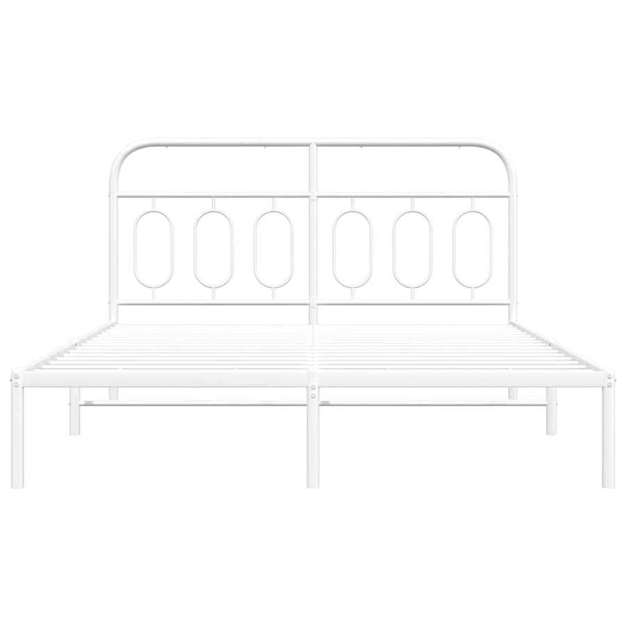 Bedframe met hoofdbord metaal wit 140x190 cm