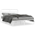 Bedframe metaal wit 140x190 cm met hoofdbord