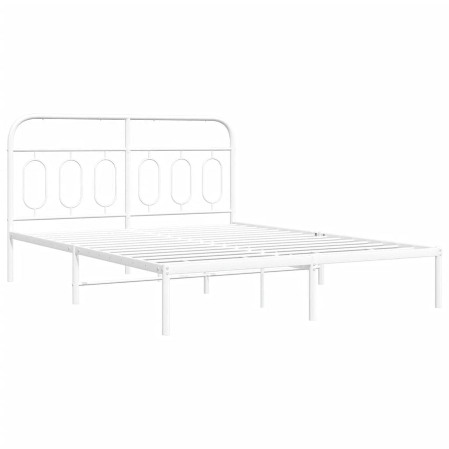 Bedframe met hoofdbord metaal wit 140x200 cm