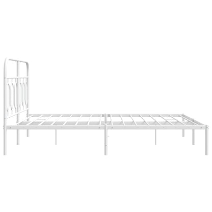 Bedframe met hoofdbord metaal wit 140x200 cm