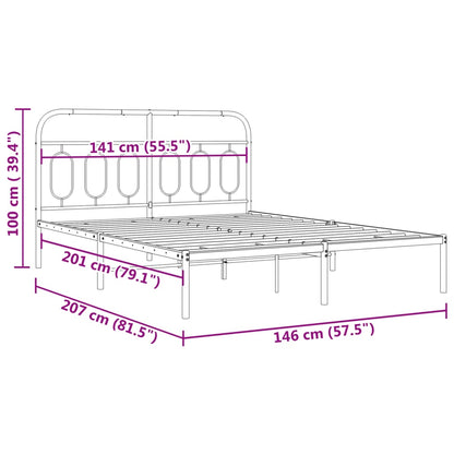 Bedframe met hoofdbord metaal wit 140x200 cm