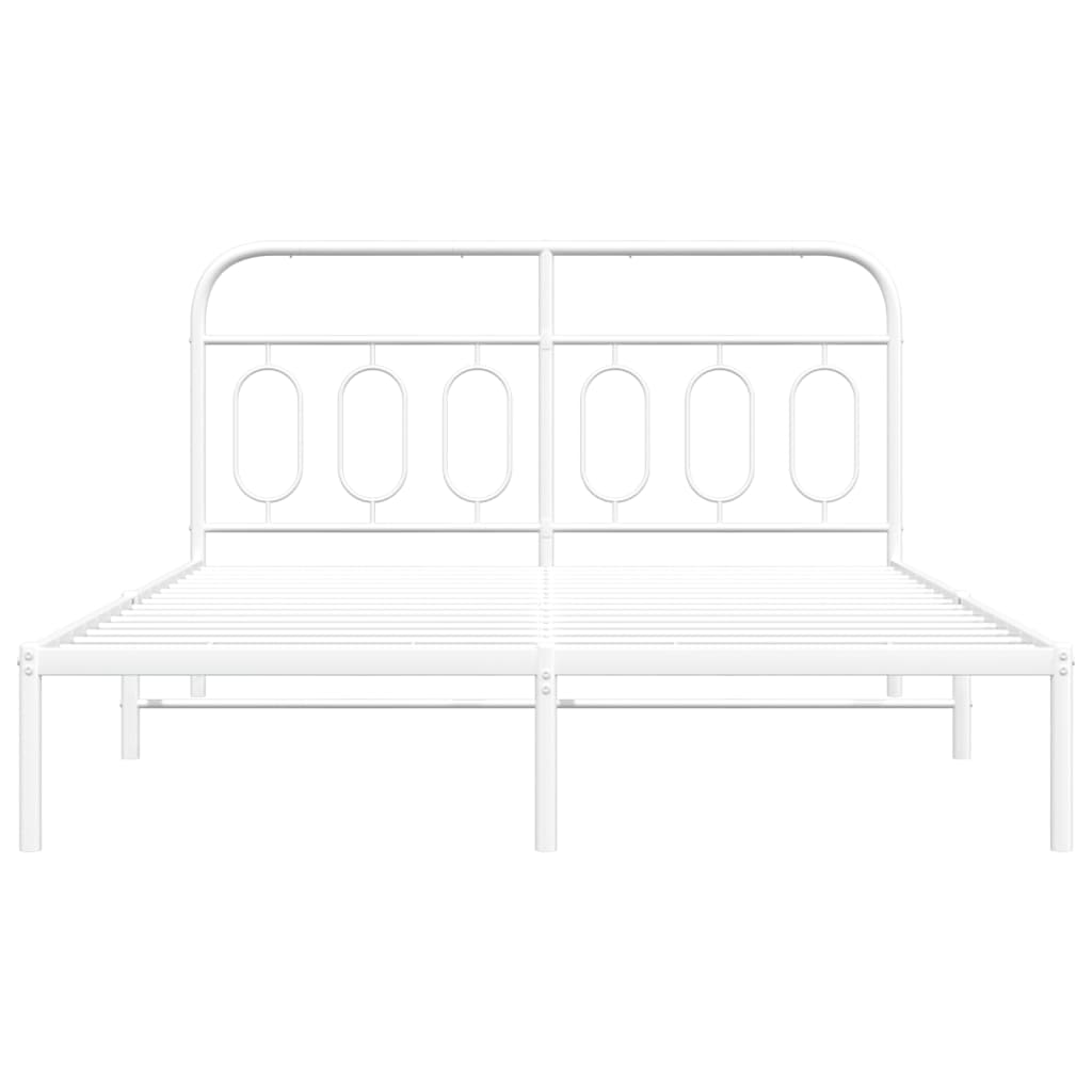 Bedframe met hoofdbord metaal wit 150x200 cm