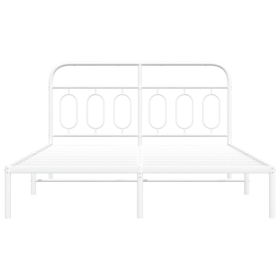 Bedframe met hoofdbord metaal wit 150x200 cm