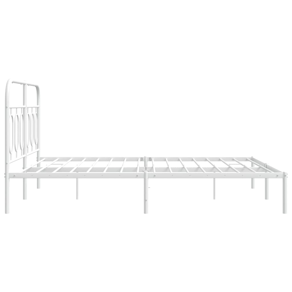 Bedframe met hoofdbord metaal wit 150x200 cm