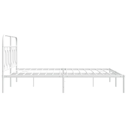 Bedframe met hoofdbord metaal wit 150x200 cm