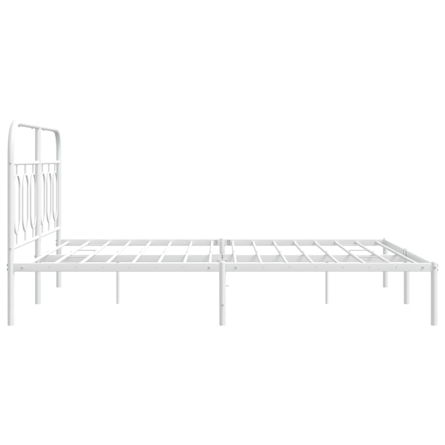 Bedframe met hoofdbord metaal wit 150x200 cm