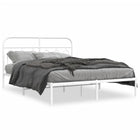 Bedframe metaal wit 150x200 cm met hoofdbord