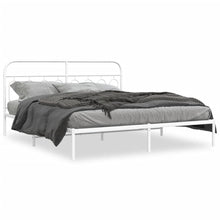 Bedframe Metaal 160 x 200 cm Wit met hoofdbord