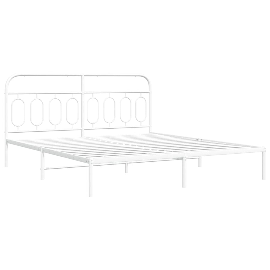 Bedframe Metaal 160 x 200 cm Wit met hoofdbord