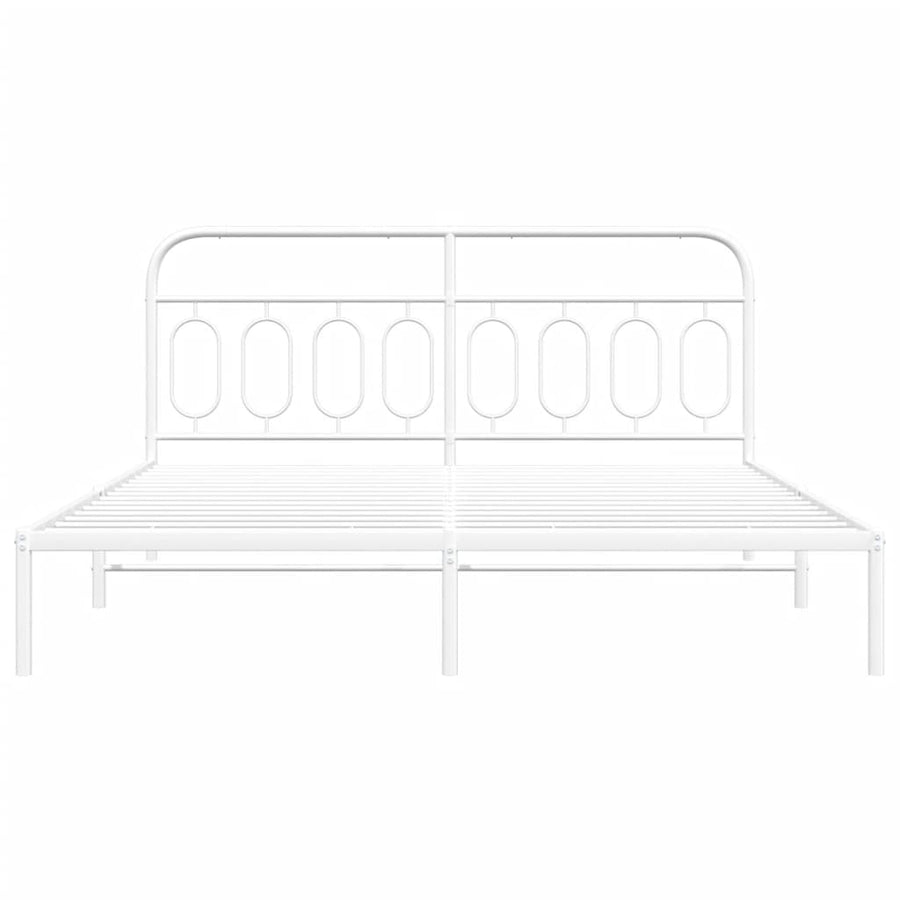 Bedframe Metaal 160 x 200 cm Wit met hoofdbord