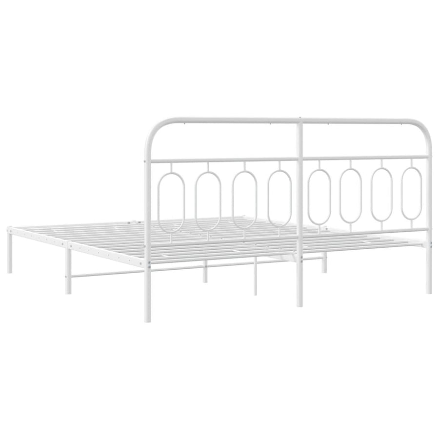 Bedframe Metaal 160 x 200 cm Wit met hoofdbord