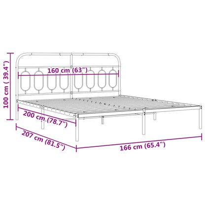 Bedframe Metaal 160 x 200 cm Wit met hoofdbord