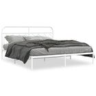 Bedframe met hoofdbord metaal wit 160x200 cm