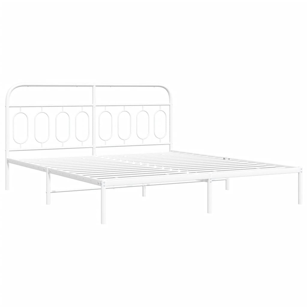 Bedframe met hoofdbord metaal wit 183x213 cm