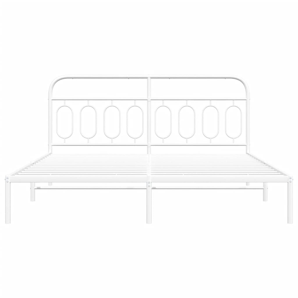 Bedframe met hoofdbord metaal wit 183x213 cm