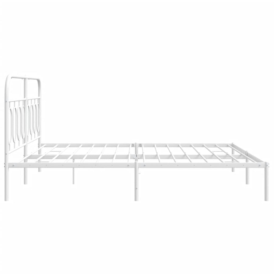 Bedframe met hoofdbord metaal wit 183x213 cm