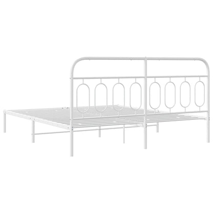Bedframe met hoofdbord metaal wit 183x213 cm